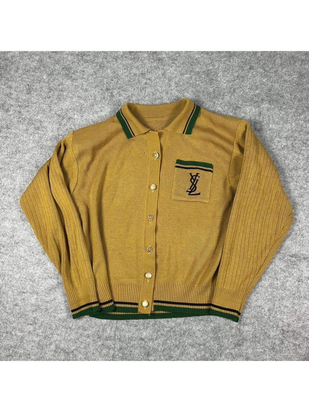 Vintage 1980s YSL Yves Saint Laurent Cardigan Knit Sweater Size Medium